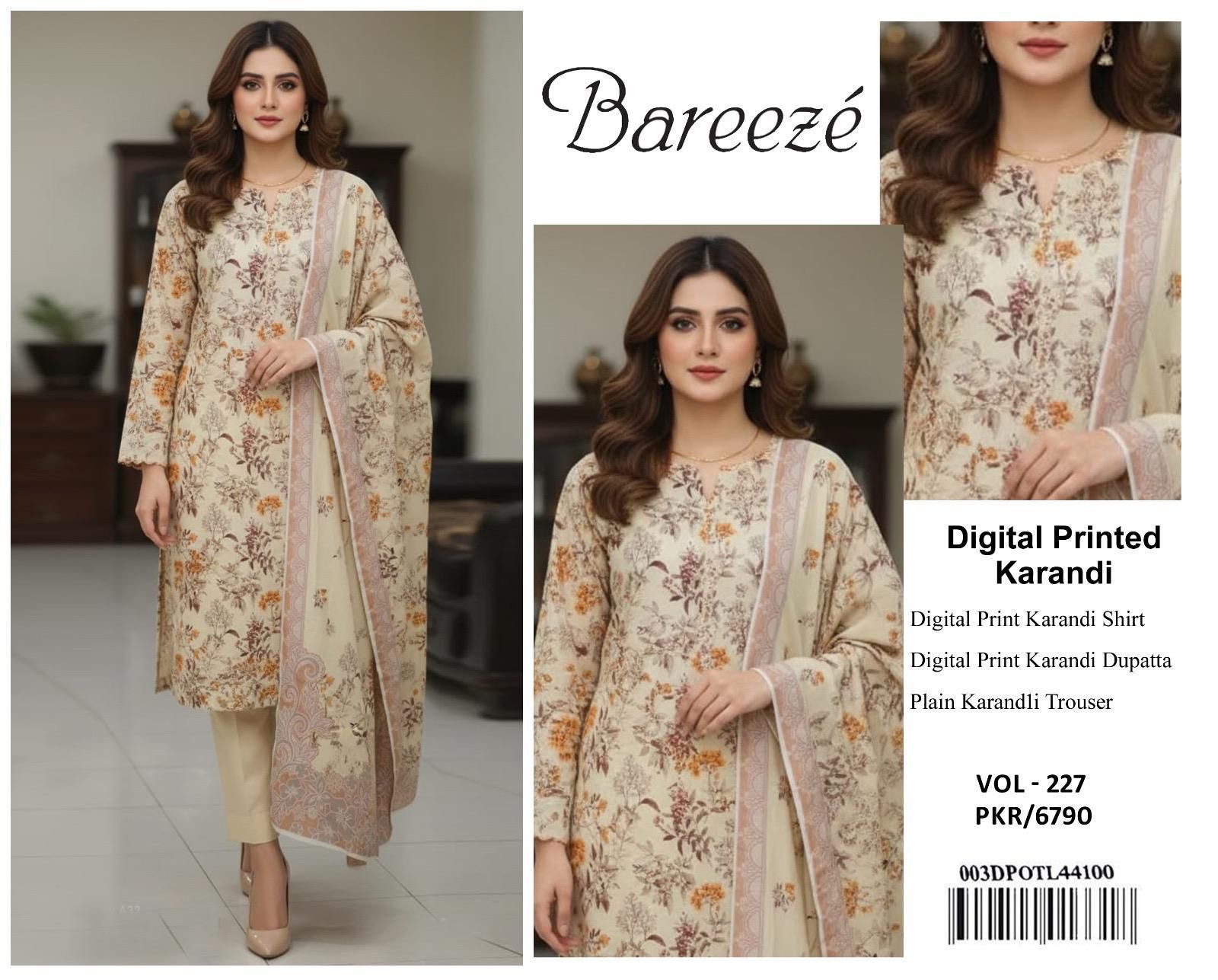 BAREEZE AIRJET KARANDI DIGITAL PRINT &nbsp;VOLUME 3Pc