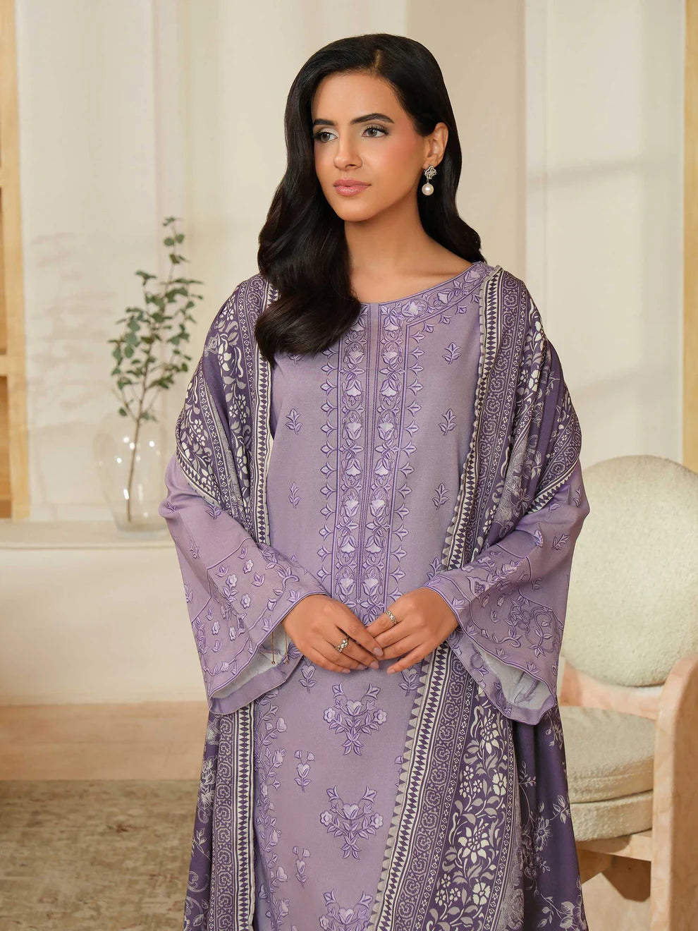3 Piece Khaddar Suit-Printed (Unstitched)