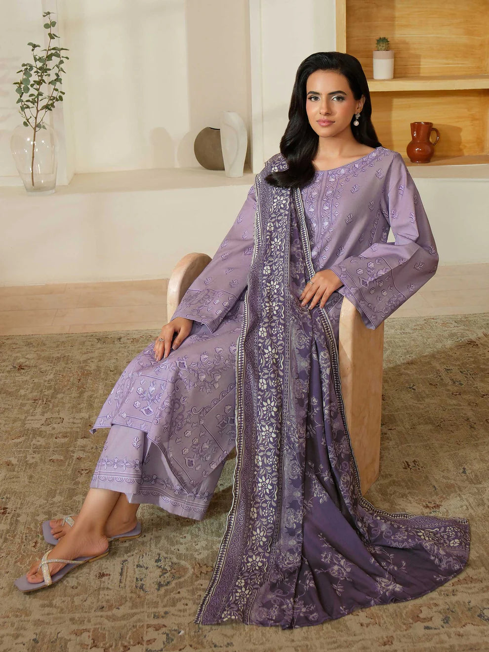 3 Piece Khaddar Suit-Printed (Unstitched)