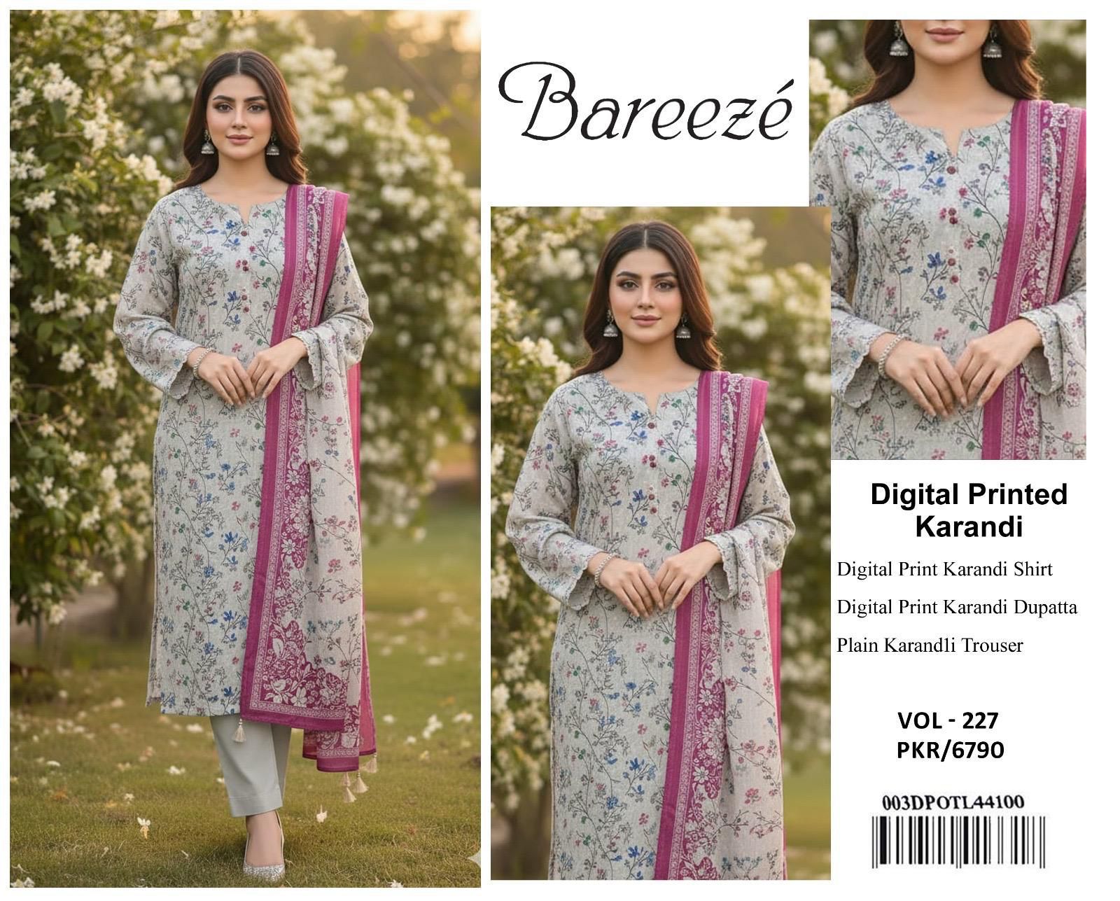 BAREEZE AIRJET KARANDI DIGITAL PRINT &nbsp;VOLUME 3Pc