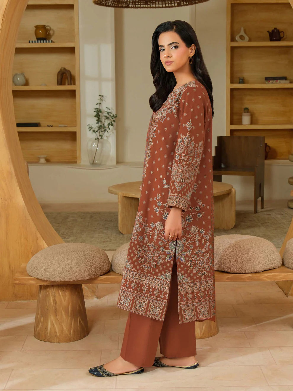 3 Piece Khaddar Suit-Paste Print (Unstitched)