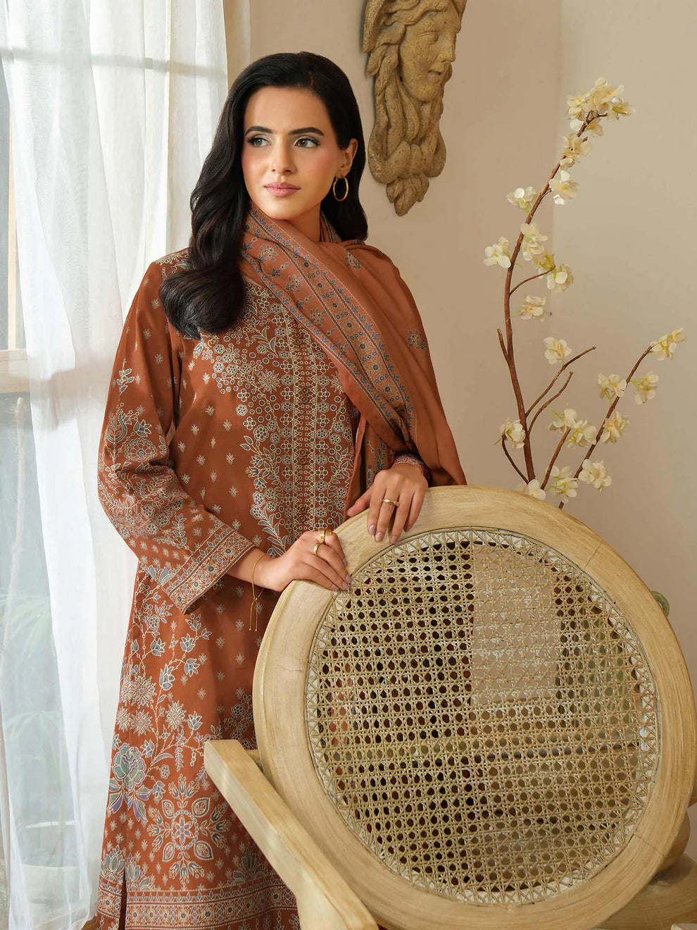 3 Piece Khaddar Suit-Paste Print (Unstitched)