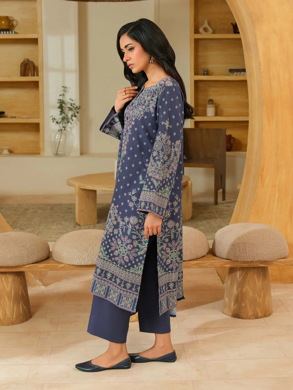 3 Piece Khaddar Suit-Paste Print (Unstitched)