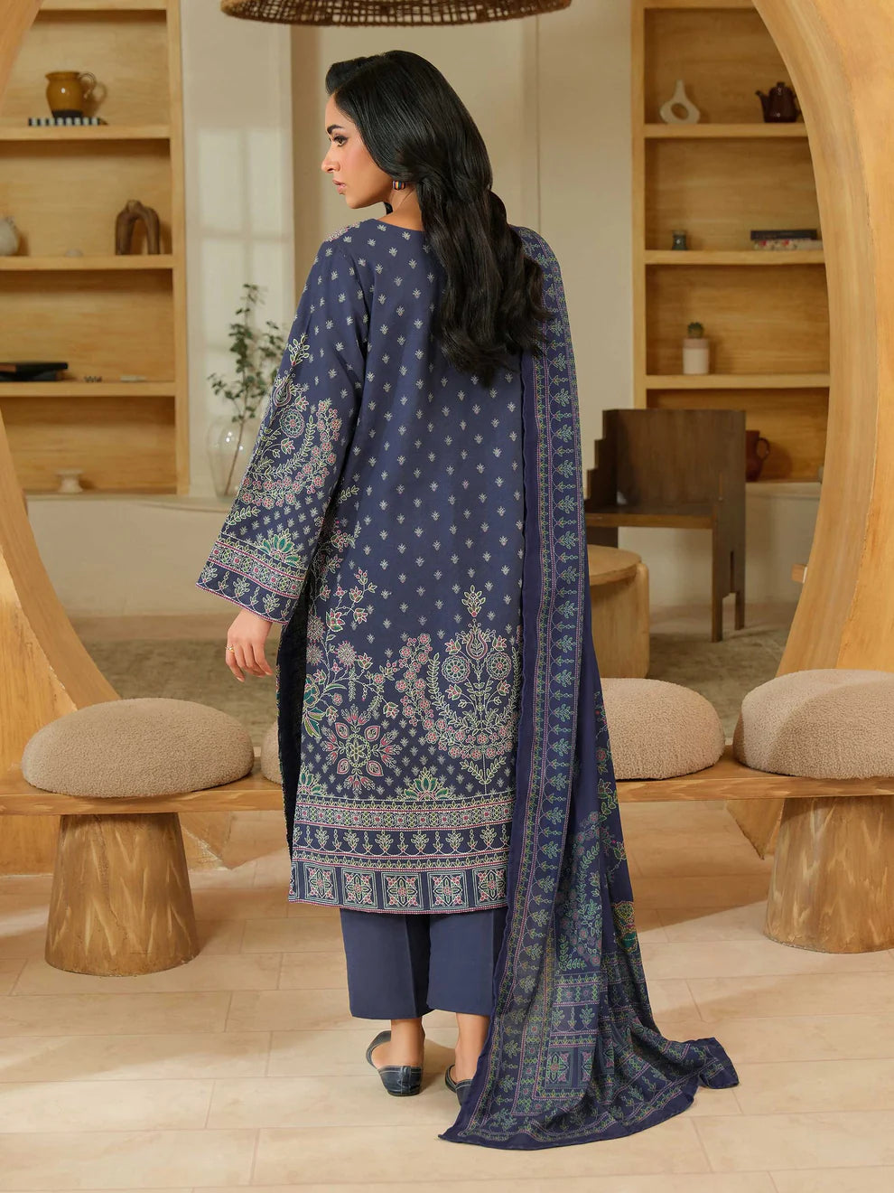 3 Piece Khaddar Suit-Paste Print (Unstitched)