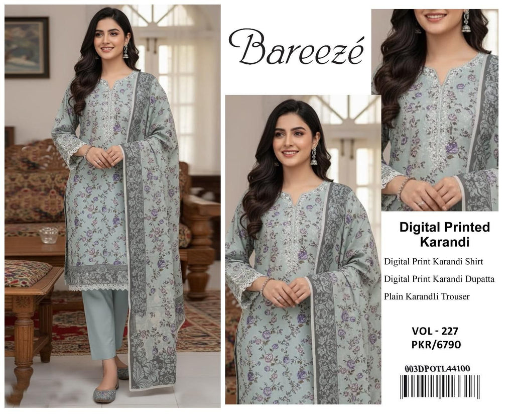 BAREEZE AIRJET KARANDI DIGITAL PRINT  VOLUME 3Pc