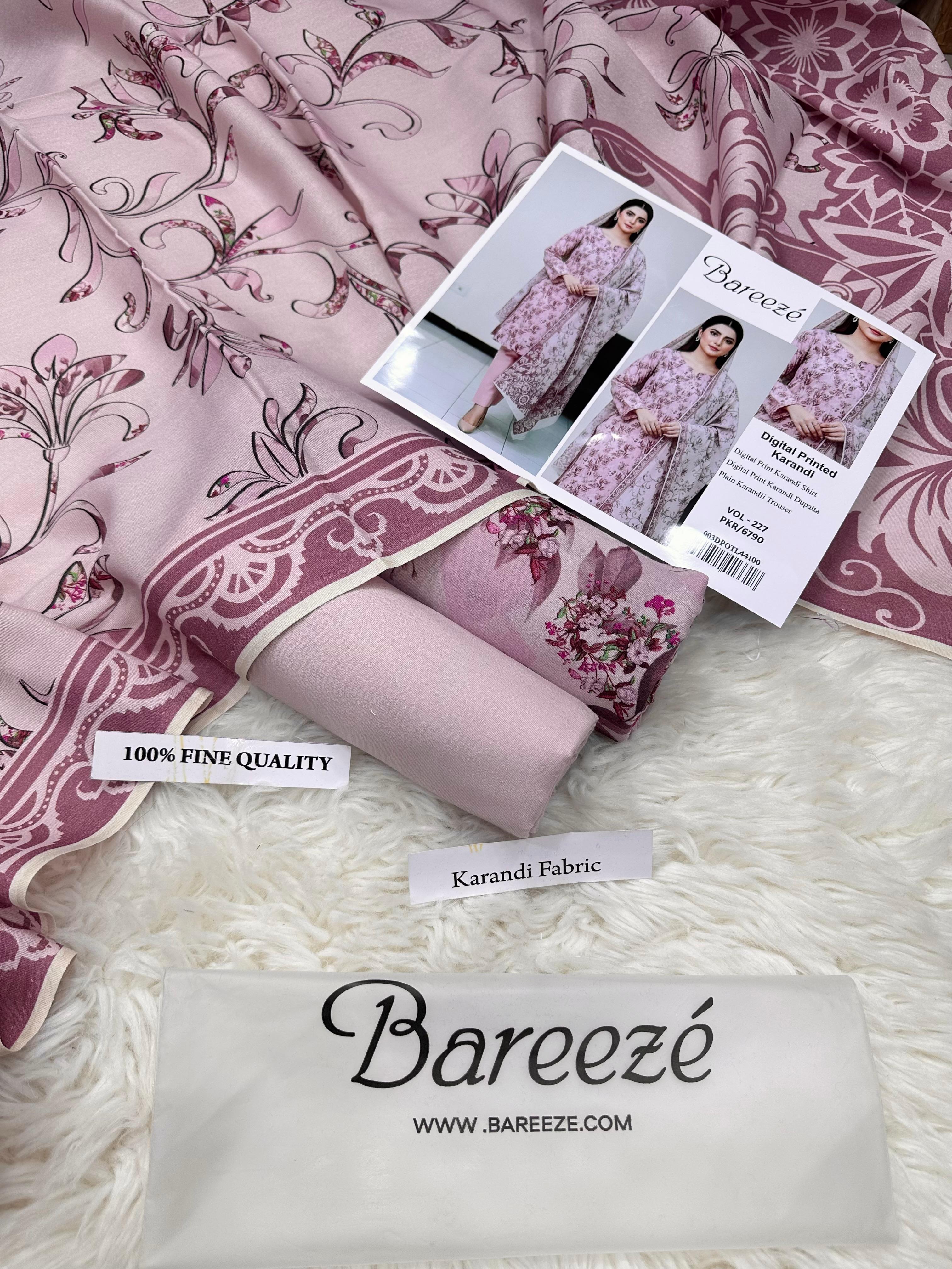 BAREEZE AIRJET KARANDI DIGITAL PRINT  VOLUME 3Pc