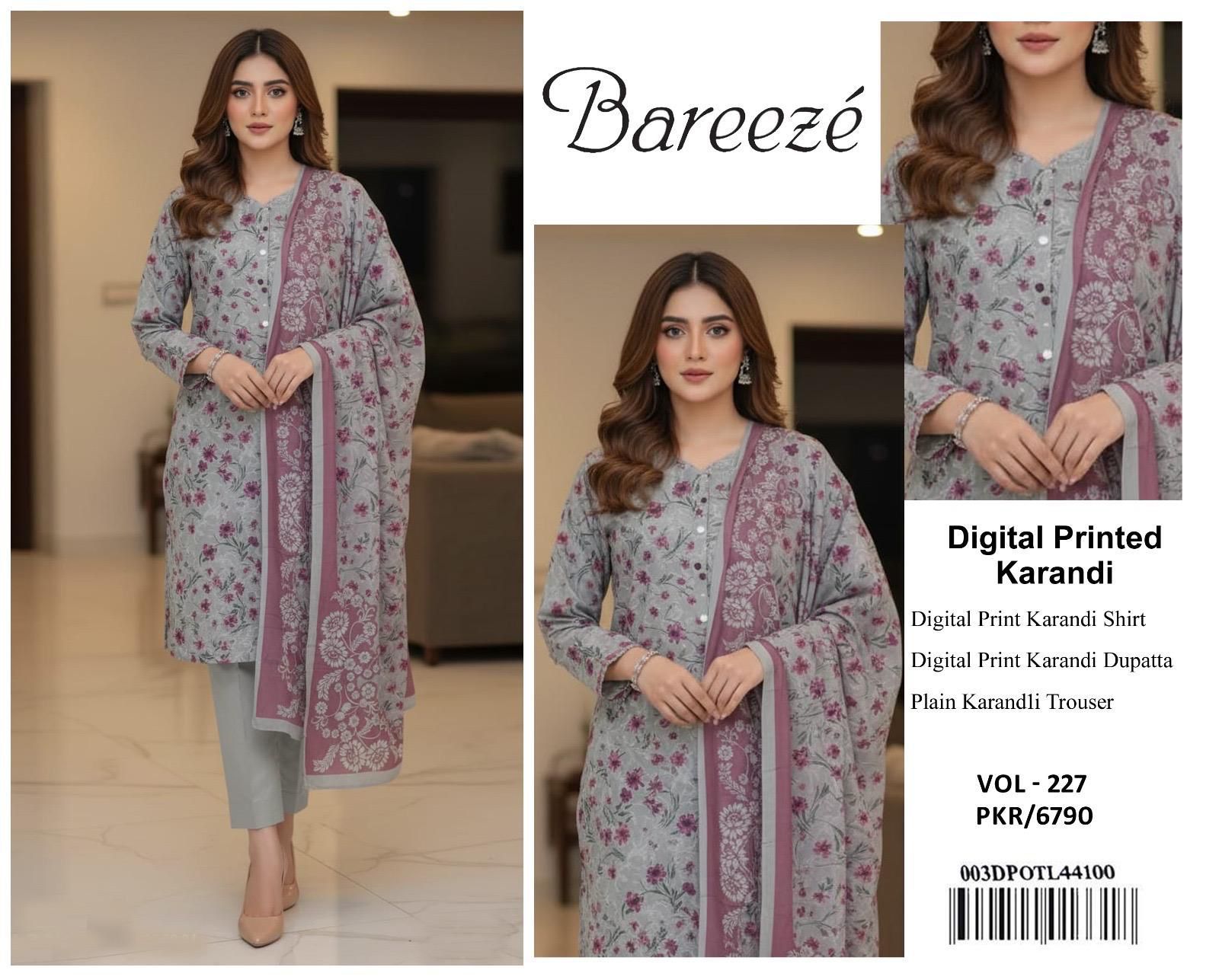 BAREEZE AIRJET KARANDI DIGITAL PRINT VOLUME 3Pc