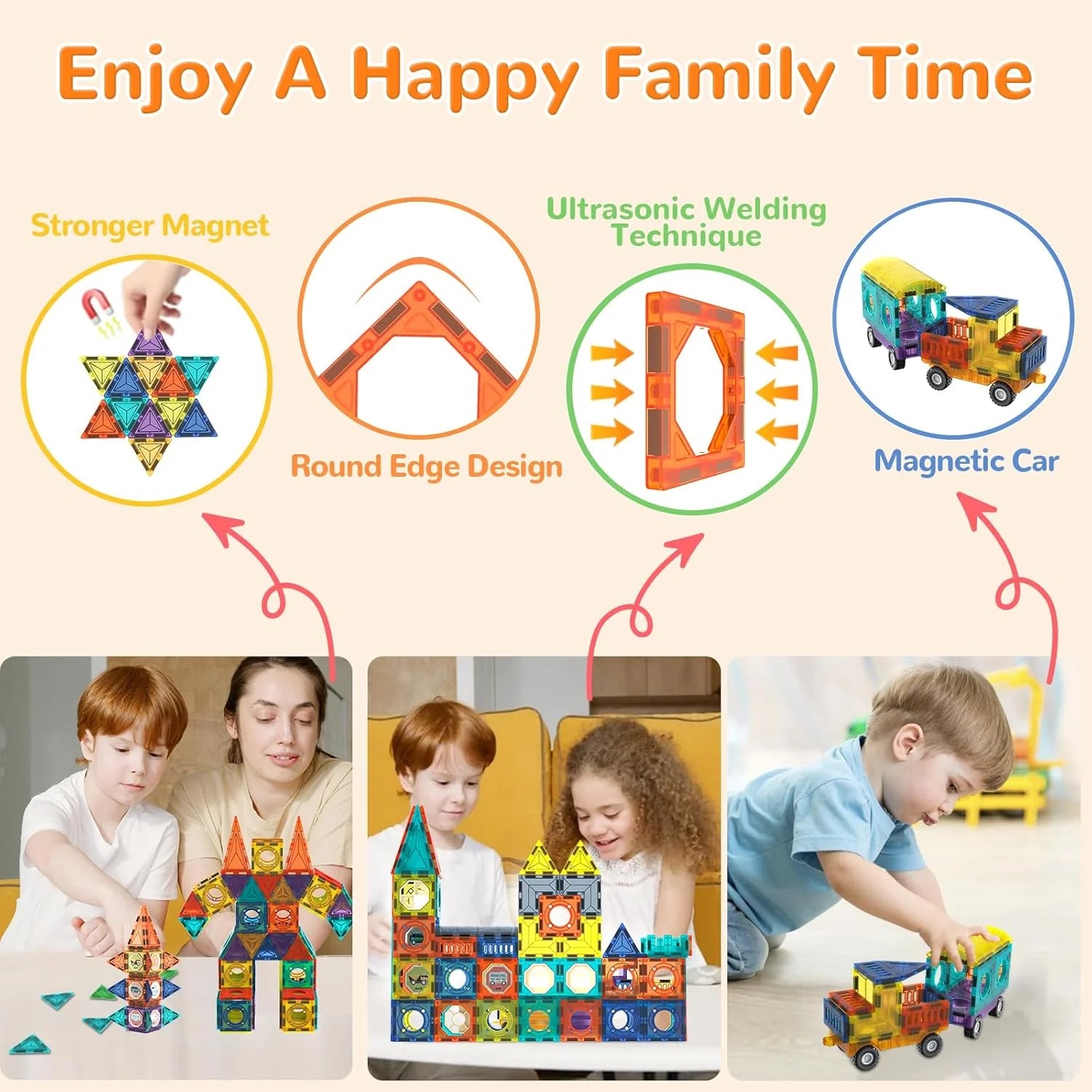 Magnetic Geometric Building Tiles Set – 42 Pieces | Creative Learning Toy for Kids 3+