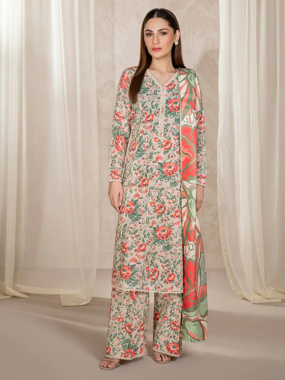 3 Piece Khaddar Suit-Printed (Unstitched)