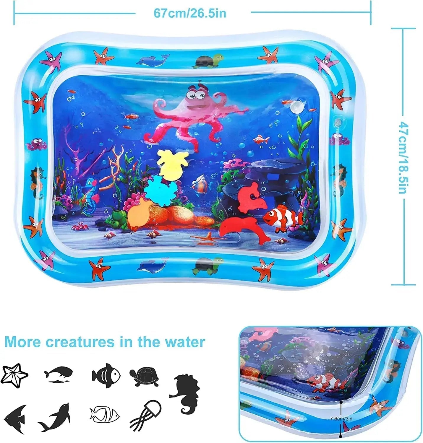 Premium Baby Inflatable Water Tummy Time Mat (Blue)