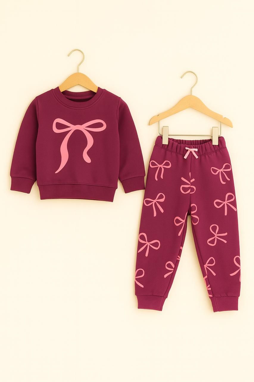 Girls' Bow Print Sweatshirt & Jogger
