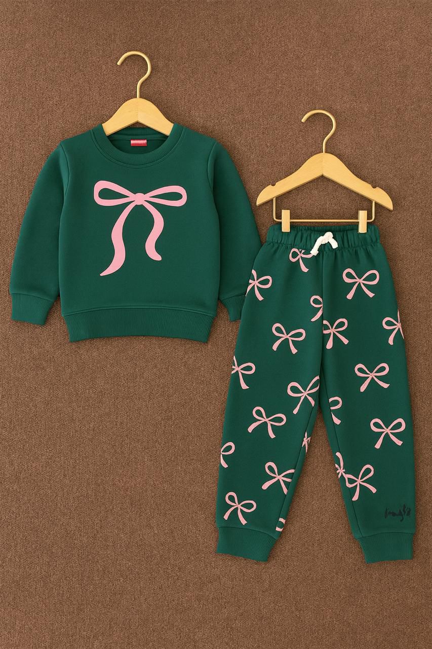 Girls' Bow Print Sweatshirt & Jogger