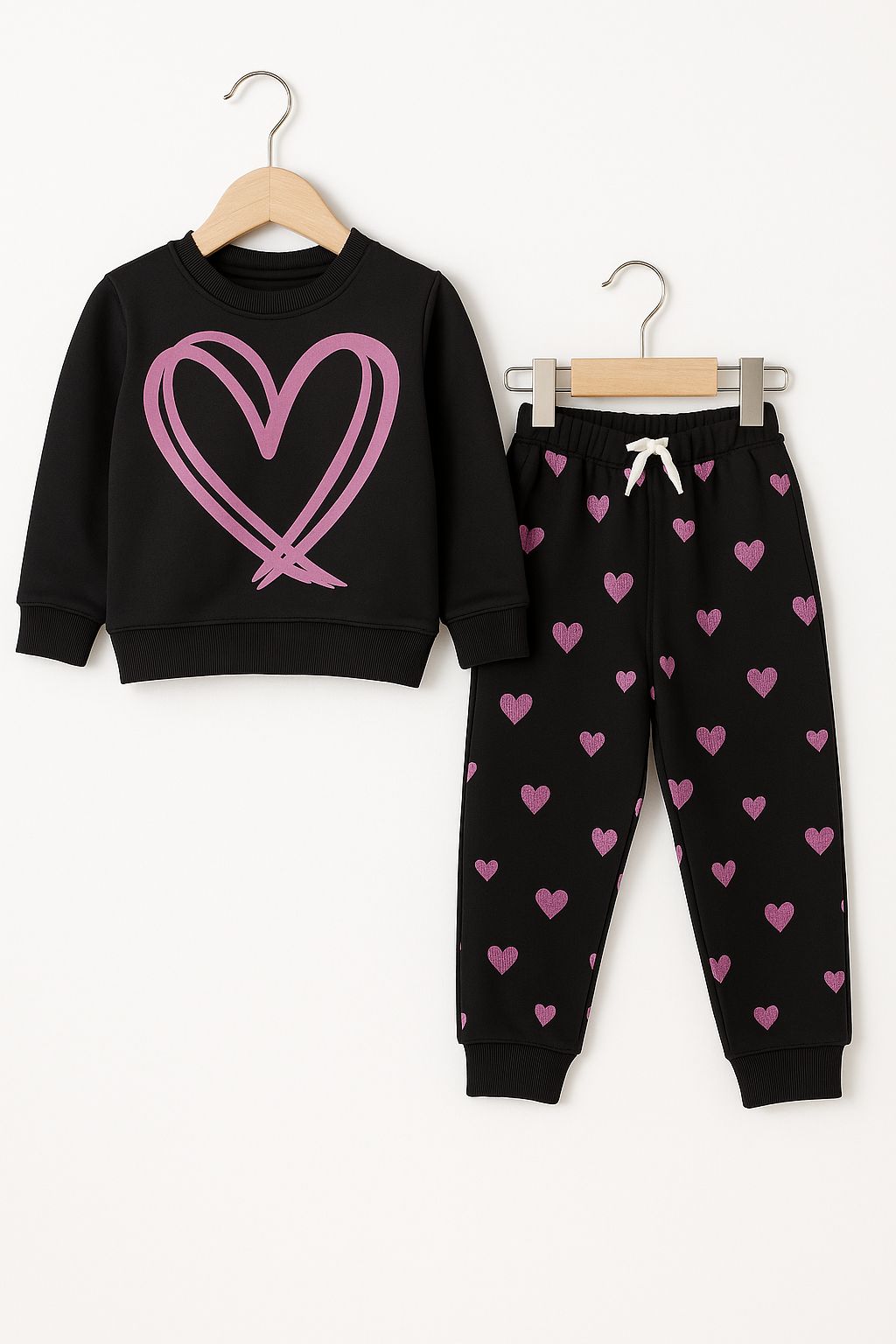 Kids Heart Print Sweatshirt & Jogger Set