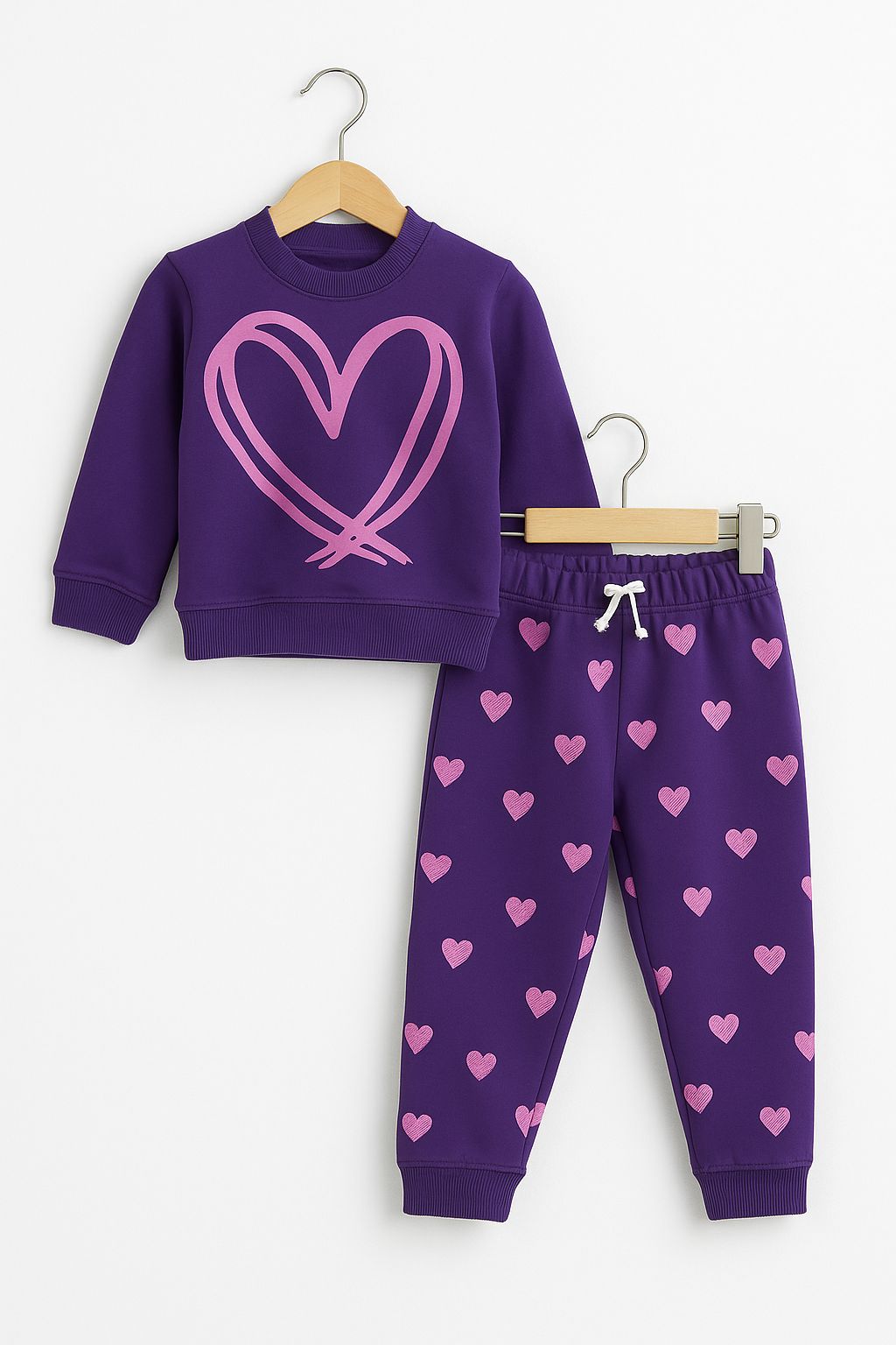 Kids Heart Print Sweatshirt & Jogger Set