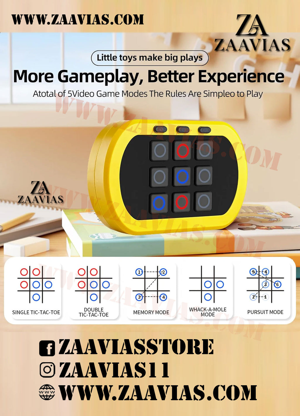 5in1 Handheld Puzzle Game Console Tic Tac Toe Games