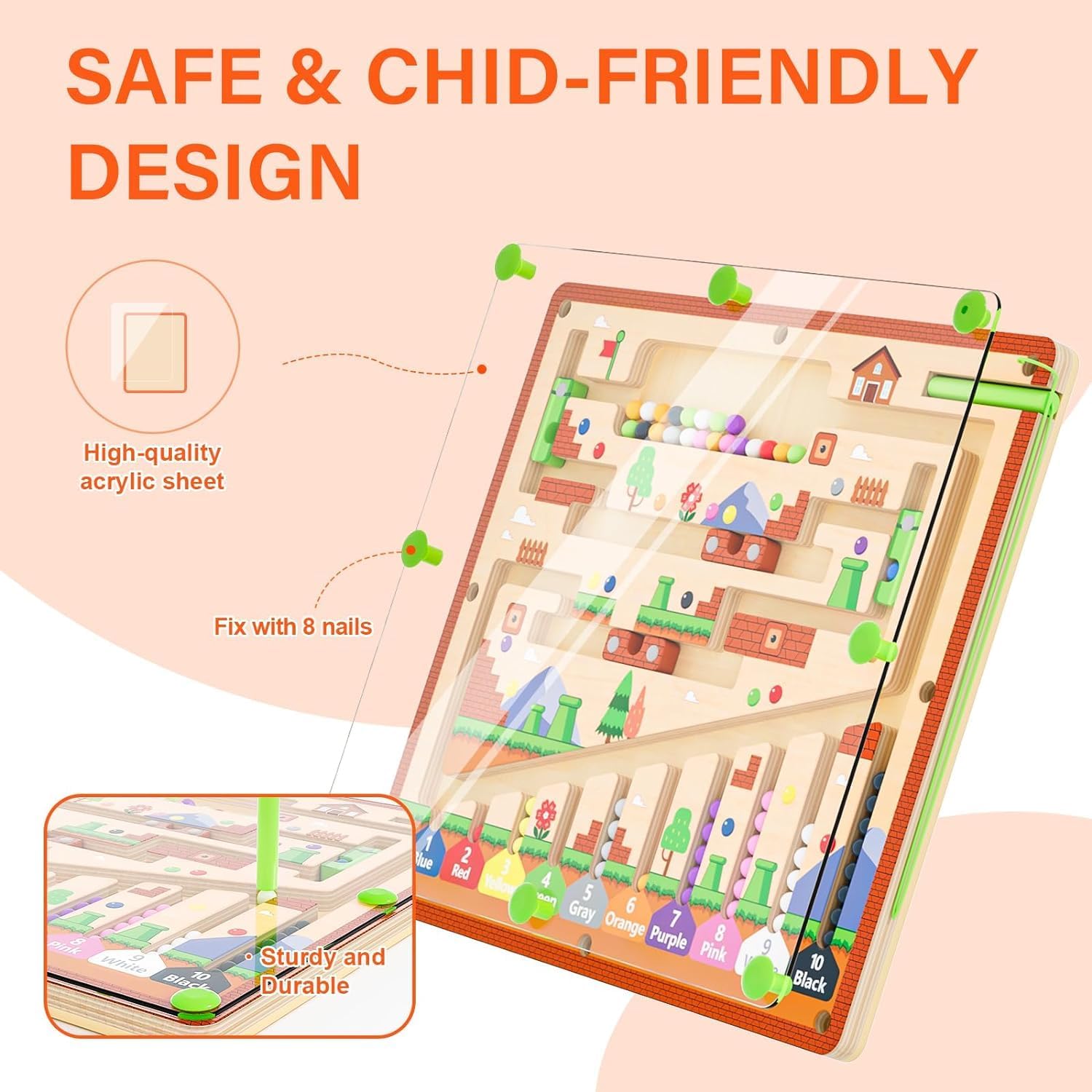 Creative setup of Montessori Magnetic Color & Number Maze Toy for indoor play and learning