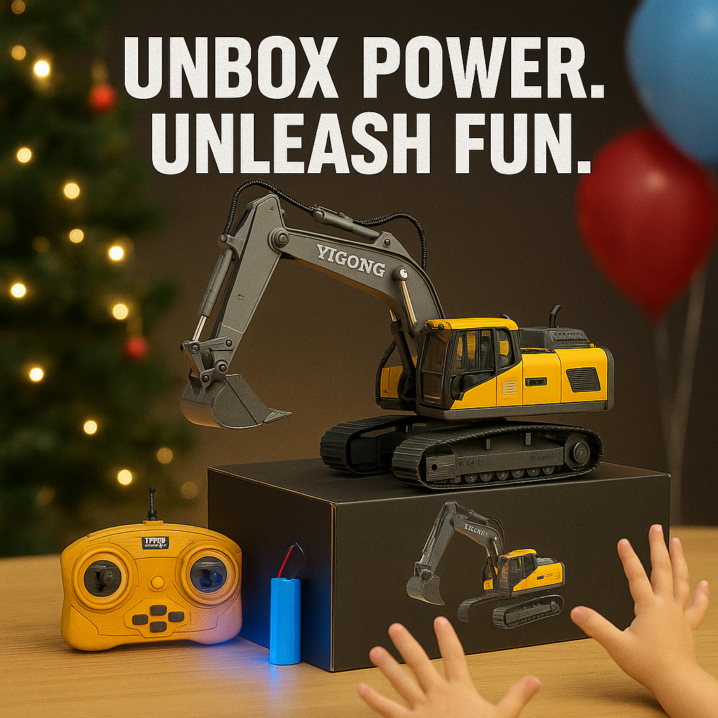 Rechargeable battery powered RC construction excavator toy